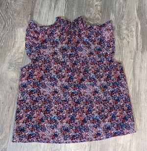 Banana Republic women's L floral mock sleeveless blouse career wear